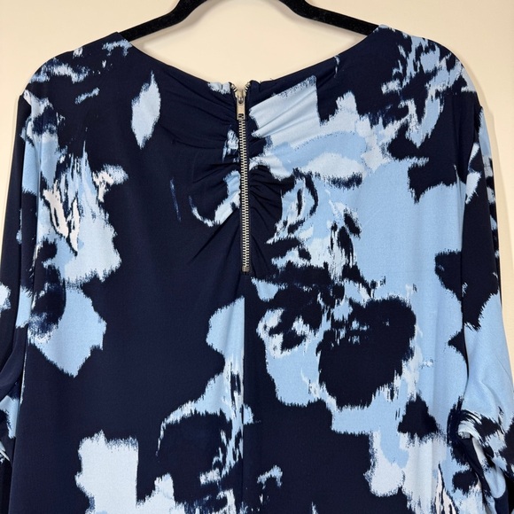 INC International Concepts Asymmetrical 3/4 Sleeves Blue Printed Dress Size 3x - Picture 13 of 14